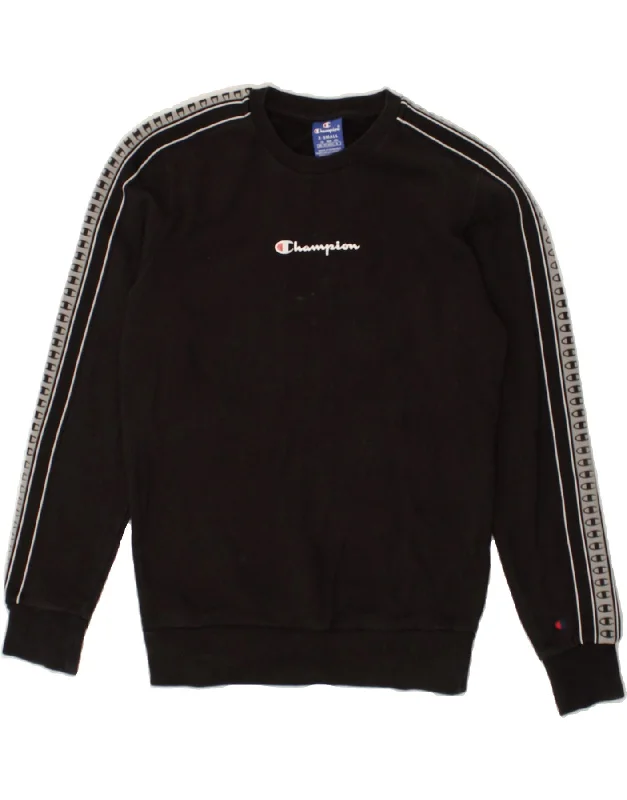 CHAMPION Mens Graphic Sweatshirt Jumper XS Black Cotton