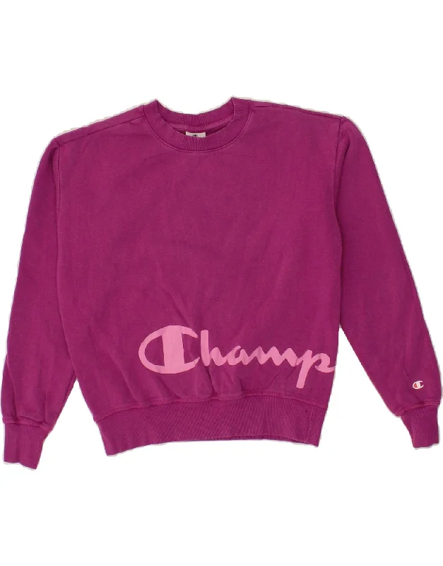 CHAMPION Womens Oversized Graphic Sweatshirt Jumper UK 10 Small Pink