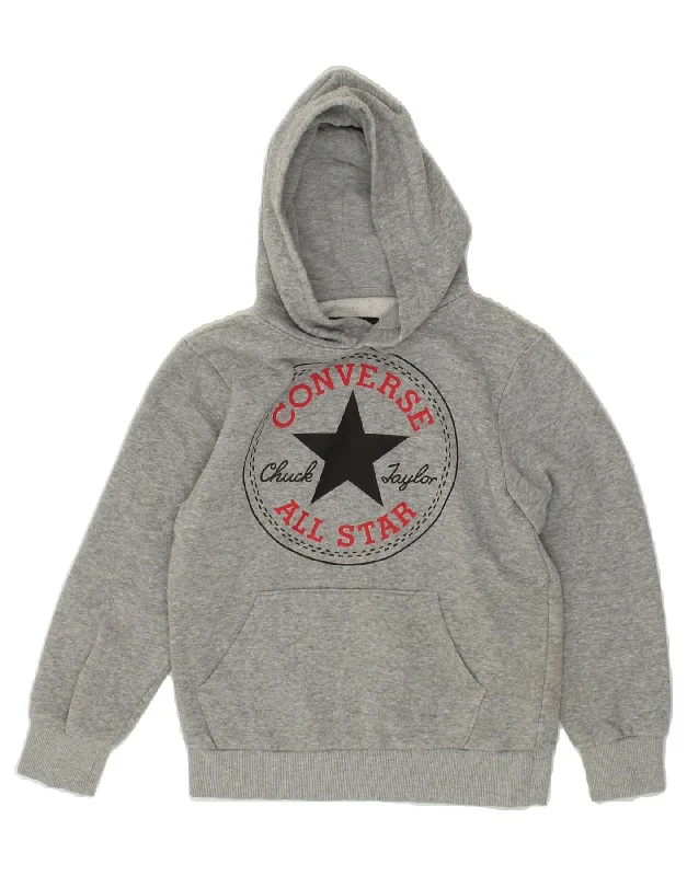 CONVERSE Boys Graphic Hoodie Jumper 8-9 Years Small Grey Cotton Hoodie with Rhinestones Sparkly Elegant CONVERSE Boys Graphic Hoodie Jumper 8-9 Years Small Grey Cotton Hoodie with Rhinestones Sparkly Elegant