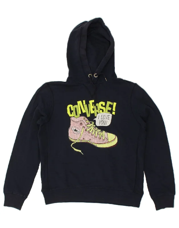 CONVERSE Mens Graphic Hoodie Jumper Medium Navy Blue Cotton Hoodie Dress Longline Feminine CONVERSE Mens Graphic Hoodie Jumper Medium Navy Blue Cotton Hoodie Dress Longline Feminine