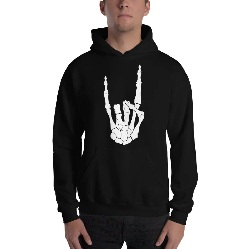 Devil Bone Hand Heavy Metal Horns Up Sign Unisex Hoodie Sweatshirt Hoodie with Hem Ribbing Snug Secure Devil Bone Hand Heavy Metal Horns Up Sign Unisex Hoodie Sweatshirt Hoodie with Hem Ribbing Snug Secure