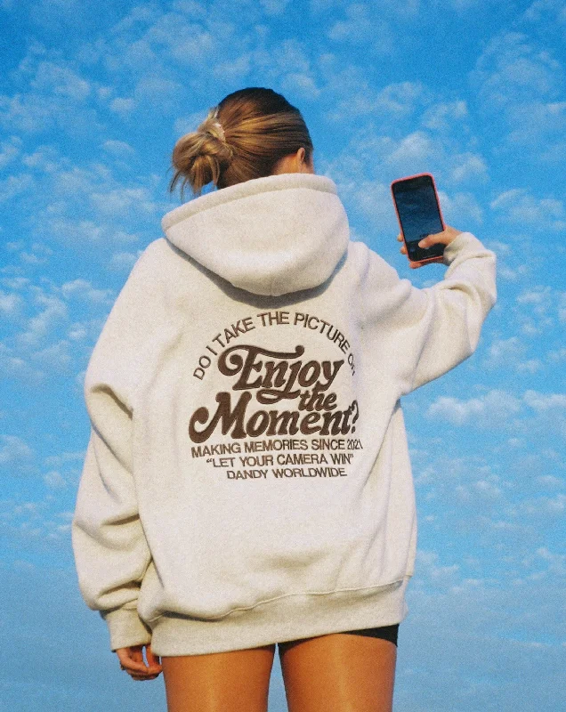 "Enjoy the Moment" Oversized Lux Hoodie in Heather Gray