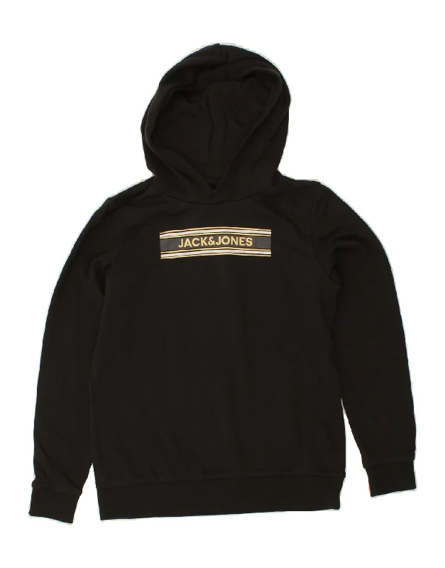 JACK & JONES Boys Graphic Hoodie Jumper 13-14 Years Black Cotton Hoodie with Metallic Shiny Futuristic JACK & JONES Boys Graphic Hoodie Jumper 13-14 Years Black Cotton Hoodie with Metallic Shiny Futuristic