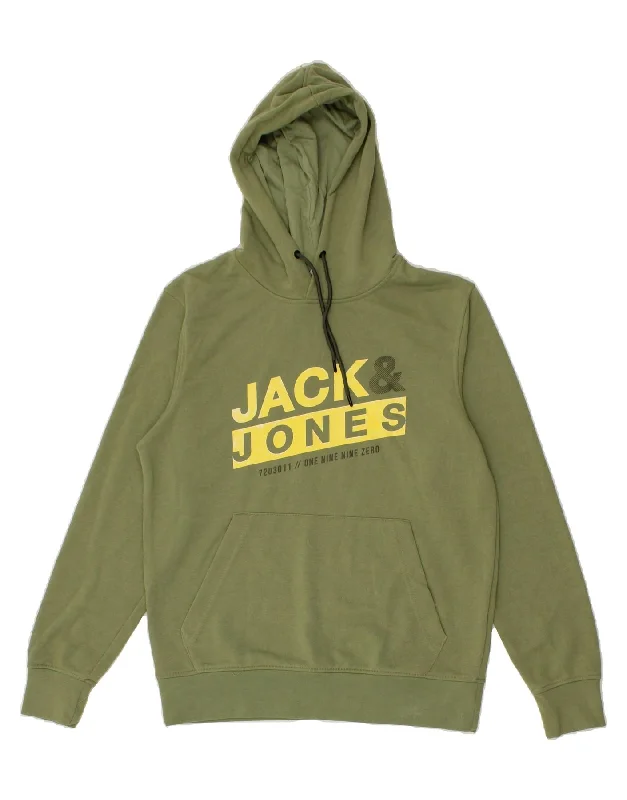 JACK & JONES Mens Graphic Hoodie Jumper Medium Green Cotton Hoodie with Elastic Cuffs Stretchable Comfortable JACK & JONES Mens Graphic Hoodie Jumper Medium Green Cotton Hoodie with Elastic Cuffs Stretchable Comfortable