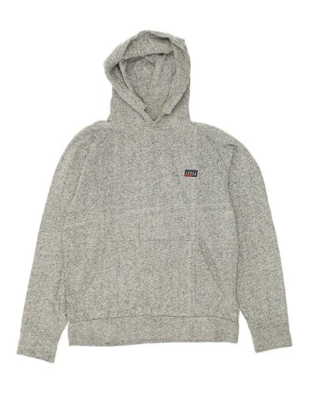 JACK & JONES Mens Hoodie Jumper Small Grey Flecked Cotton