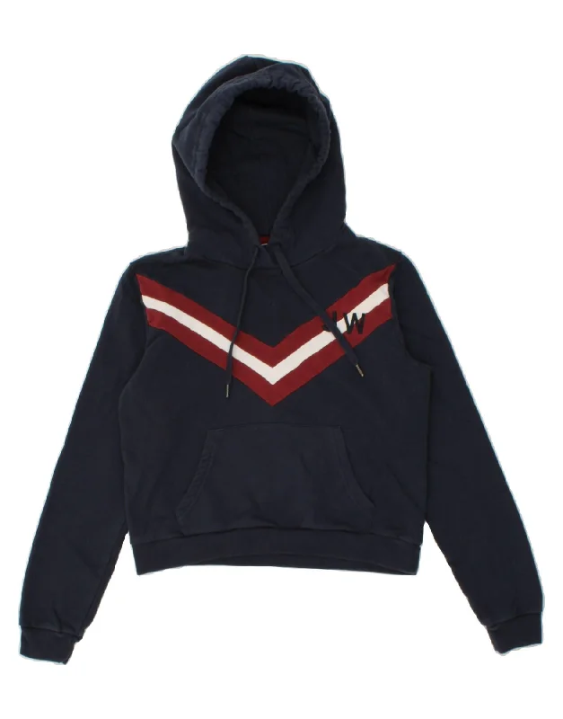 JACK WILLS Womens Oversized Crop Hoodie Jumper UK 10 Small Navy Blue Hoodie with Applique Textured Unique JACK WILLS Womens Oversized Crop Hoodie Jumper UK 10 Small Navy Blue Hoodie with Applique Textured Unique