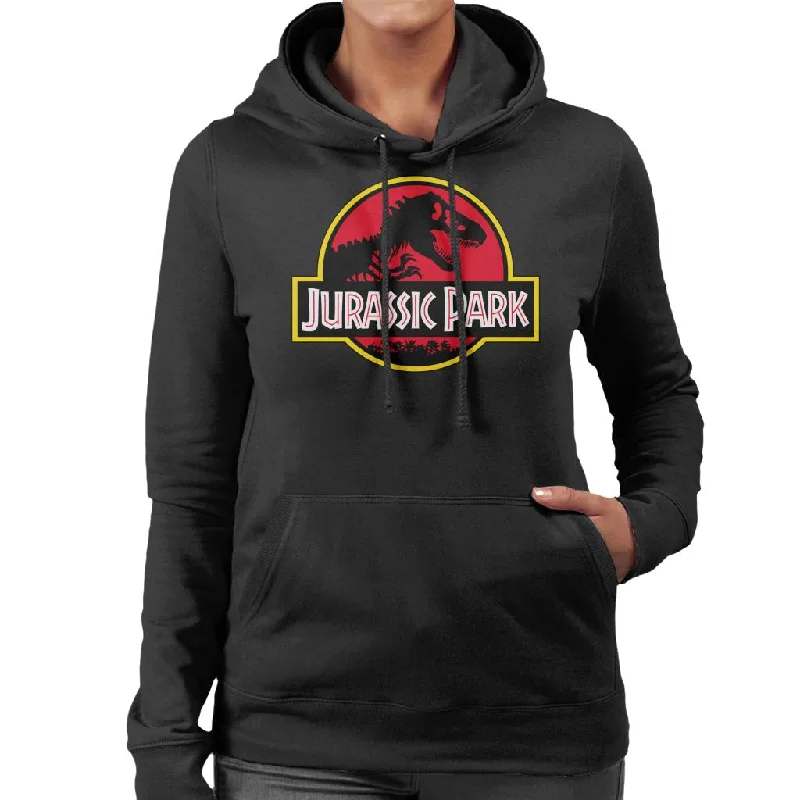Jurassic Park Classic Yellow Outline Logo Women's Hooded Sweatshirt Hoodie with Drop Shoulder Relaxed Streetwear Jurassic Park Classic Yellow Outline Logo Women's Hooded Sweatshirt Hoodie with Drop Shoulder Relaxed Streetwear