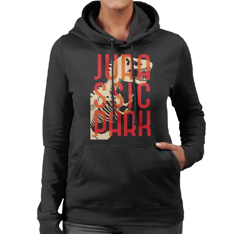 Jurassic Park Oversized Red Text Women's Hooded Sweatshirt Hoodie with Exposed Zipper Edgy Industrial Jurassic Park Oversized Red Text Women's Hooded Sweatshirt Hoodie with Exposed Zipper Edgy Industrial