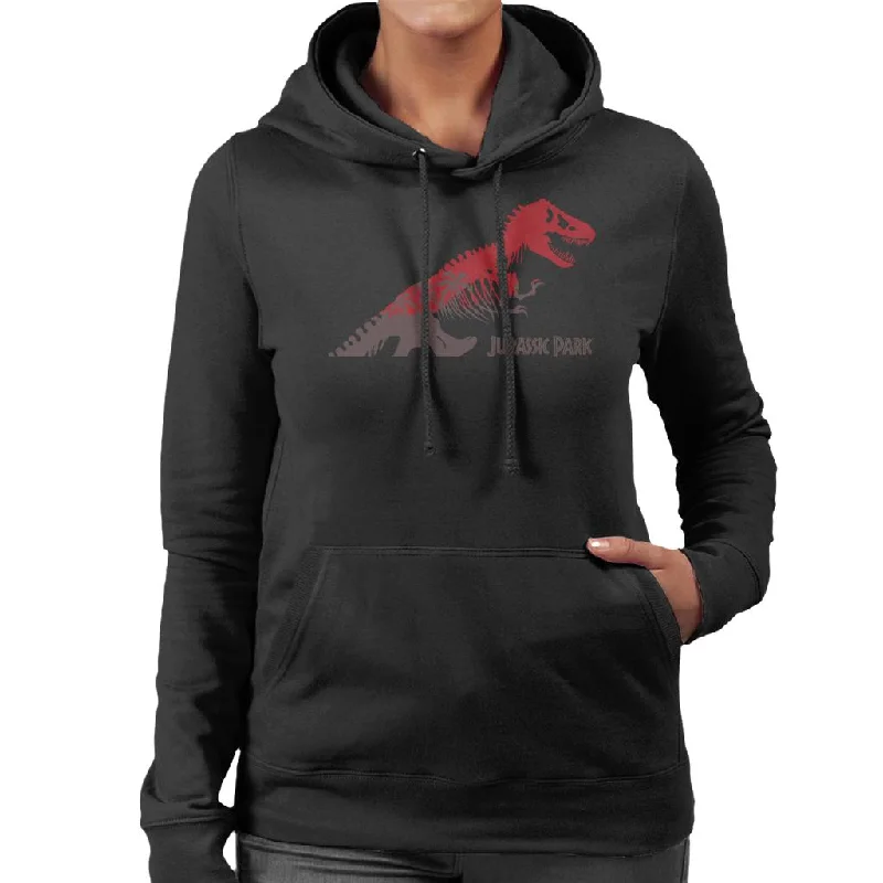 Jurassic Park T Rex Red Skeleton Silhouette Women's Hooded Sweatshirt Hoodie with Zipper Versatile Modern Jurassic Park T Rex Red Skeleton Silhouette Women's Hooded Sweatshirt Hoodie with Zipper Versatile Modern