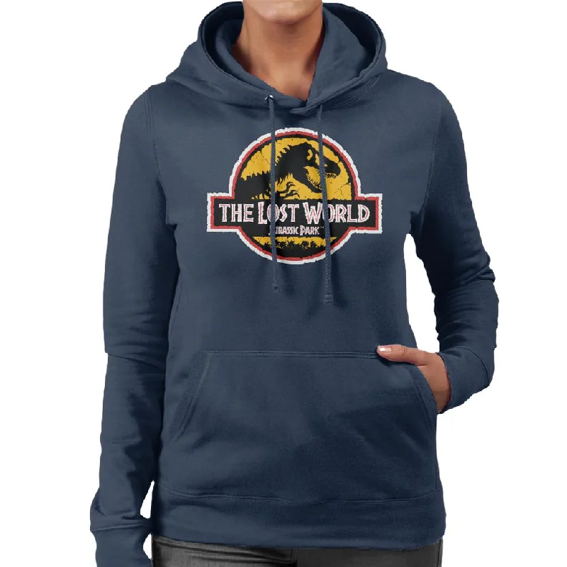 Jurassic Park The Lost World White Outline Logo Women's Hooded Sweatshirt Hoodie with Lace Feminine Delicate Jurassic Park The Lost World White Outline Logo Women's Hooded Sweatshirt Hoodie with Lace Feminine Delicate