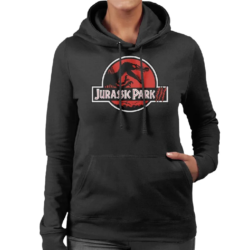 Jurassic Park White Outline Claw Marks Logo Women's Hooded Sweatshirt Hoodie with Pastel Soft Subtle Jurassic Park White Outline Claw Marks Logo Women's Hooded Sweatshirt Hoodie with Pastel Soft Subtle