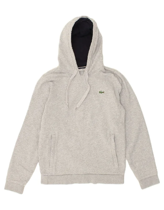 LACOSTE Mens Hoodie Jumper Size 2 XS Grey Cotton