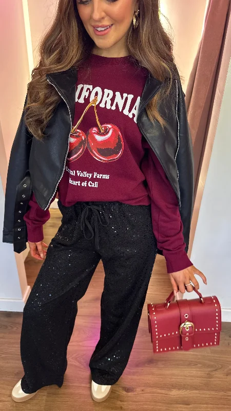 Larkin Burgundy Graphic Printed Sweatshirt