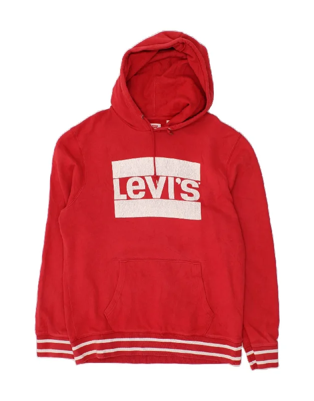 LEVI'S Mens Graphic Hoodie Jumper Large Red