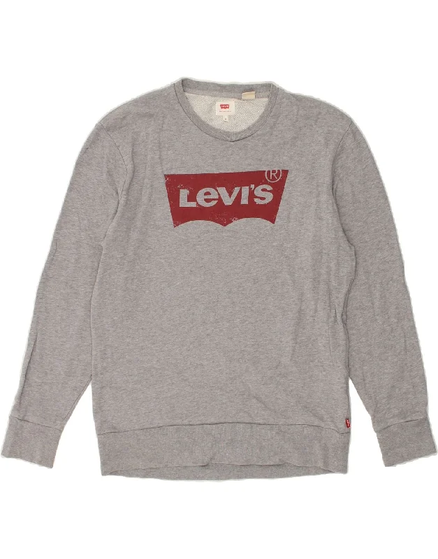 LEVI'S Mens Graphic Sweatshirt Jumper Medium Grey Cotton