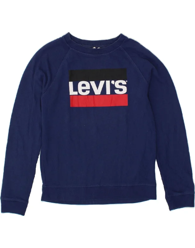 LEVI'S Womens Graphic Sweatshirt Jumper UK 10 Small Navy Blue