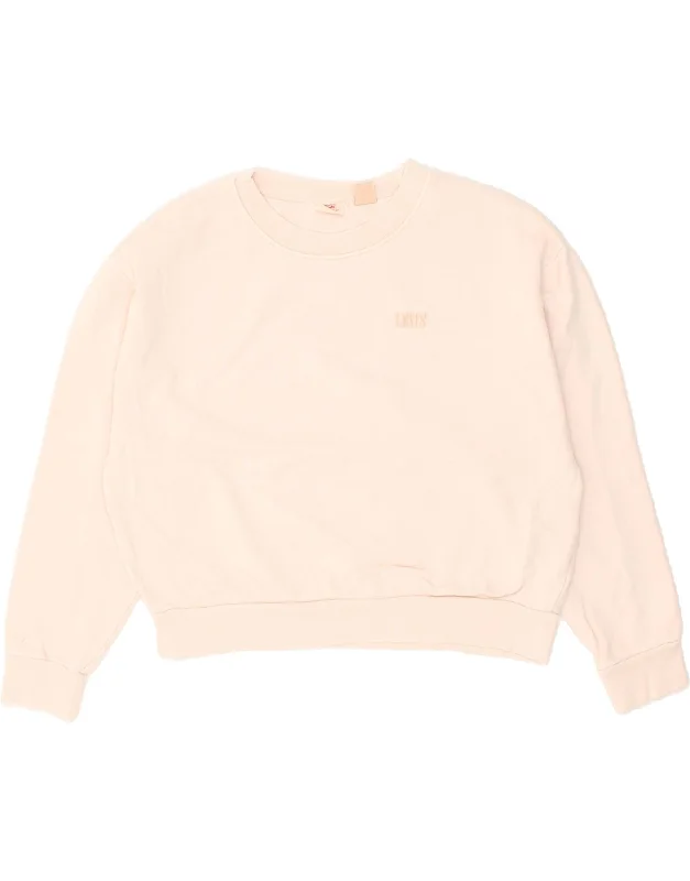 LEVI'S Womens Oversized Sweatshirt Jumper UK 6 XS Pink Cotton