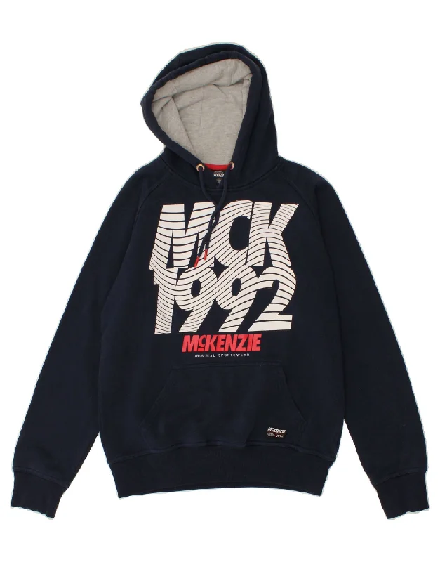 MCKENZIE Mens Graphic Hoodie Jumper Medium Navy Blue Hoodie with Typography Text Message MCKENZIE Mens Graphic Hoodie Jumper Medium Navy Blue Hoodie with Typography Text Message
