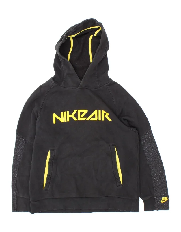 NIKE Boys Graphic Hoodie Jumper 11-12 Years Medium  Black Cotton