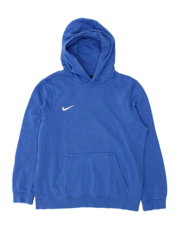 NIKE Boys Hoodie Jumper 12-13 Years Large  Blue Cotton