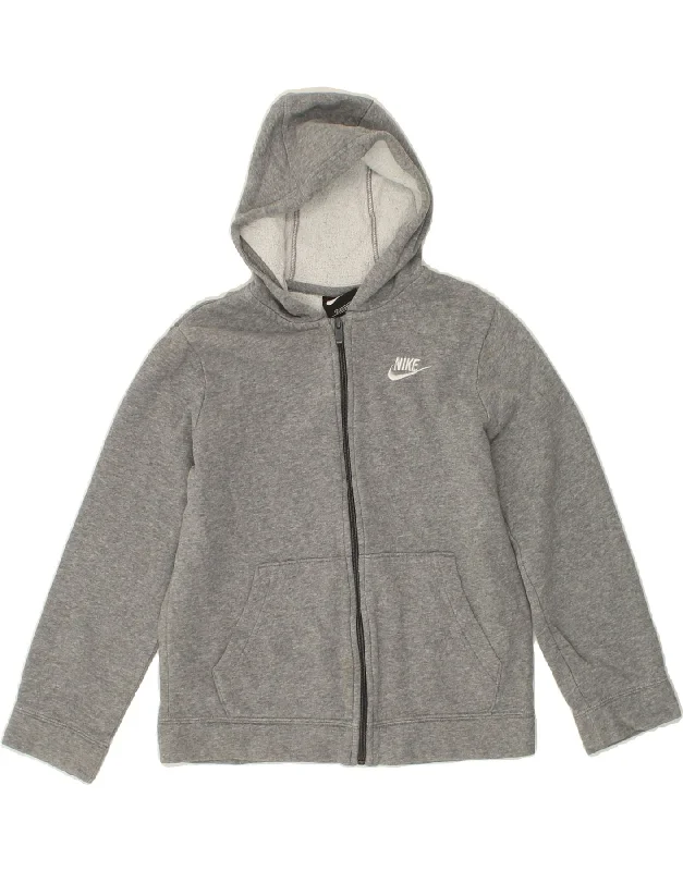 NIKE Boys Standard Fit Zip Hoodie Sweater 10-11 Years Medium Grey Cotton Hoodie with Raw Hem Edgy Unfinished NIKE Boys Standard Fit Zip Hoodie Sweater 10-11 Years Medium Grey Cotton Hoodie with Raw Hem Edgy Unfinished