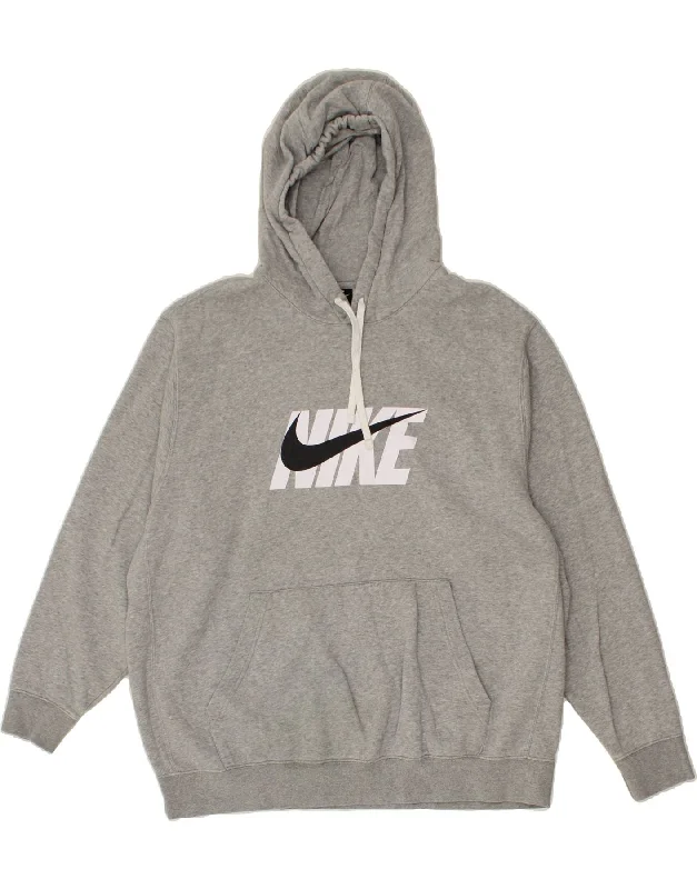 NIKE Mens Graphic Hoodie Jumper 2XL Grey Cotton Hoodie with Longline Fit Extended Stylish NIKE Mens Graphic Hoodie Jumper 2XL Grey Cotton Hoodie with Longline Fit Extended Stylish