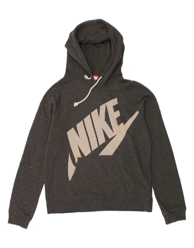 NIKE Mens Graphic Hoodie Jumper Medium Grey Cotton