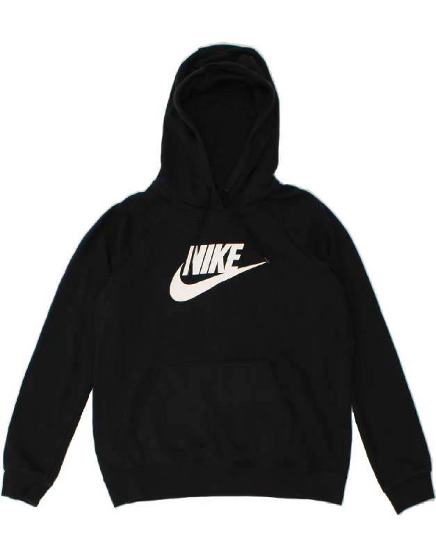 NIKE Womens Graphic Hoodie Jumper UK 16 Large Black Cotton Hoodie with Lining Warm Insulated NIKE Womens Graphic Hoodie Jumper UK 16 Large Black Cotton Hoodie with Lining Warm Insulated