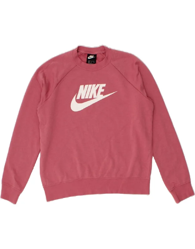 NIKE Womens Graphic Sweatshirt Jumper UK 14 Medium Pink Cotton Hoodie with Typography Text Message NIKE Womens Graphic Sweatshirt Jumper UK 14 Medium Pink Cotton Hoodie with Typography Text Message