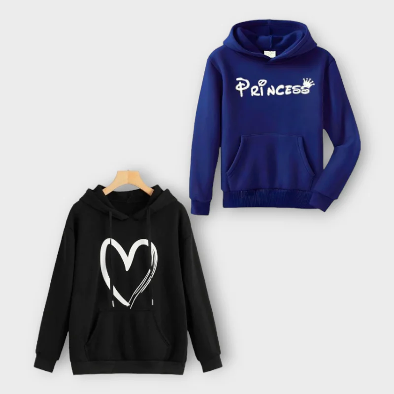 Pack Of 2 Winter Black & Blue Hoodie For Women's Hoodie with Hem Ribbing Snug Secure Pack Of 2 Winter Black & Blue Hoodie For Women's Hoodie with Hem Ribbing Snug Secure