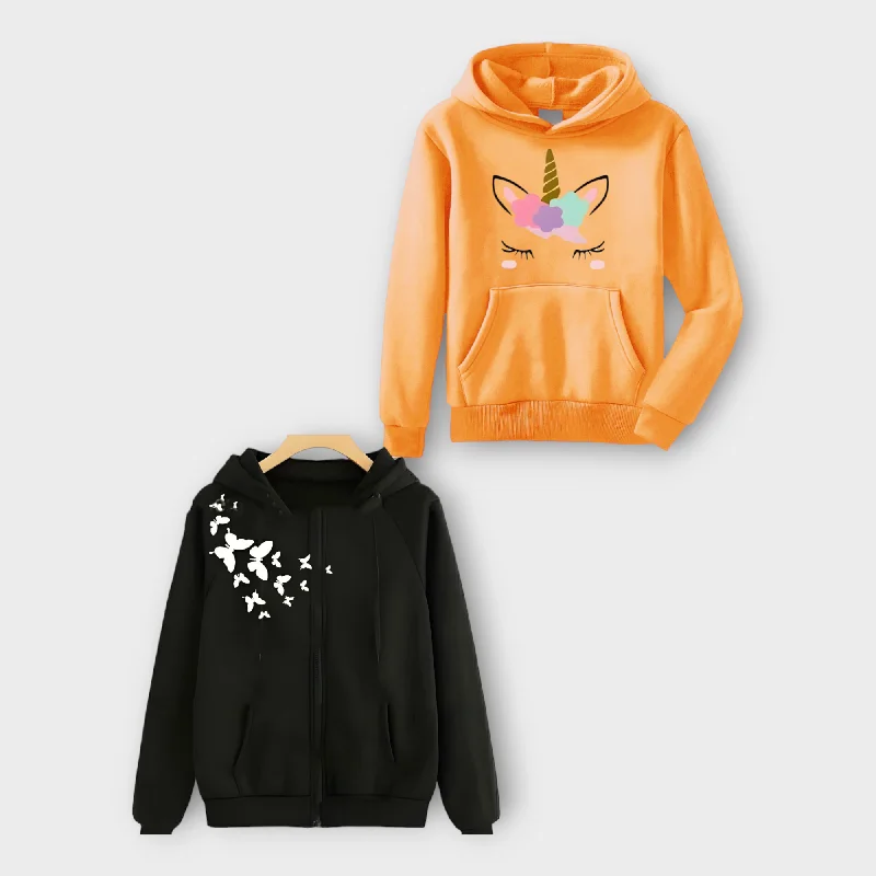 Pack Of 2 Winter Hoodie Printed For Women's Hoodie with Double Zipper Versatile Adjustable Pack Of 2 Winter Hoodie Printed For Women's Hoodie with Double Zipper Versatile Adjustable