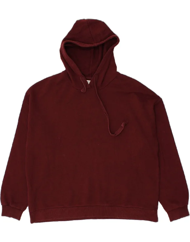 PULL & BEAR Mens Hoodie Jumper XL Burgundy Polyester