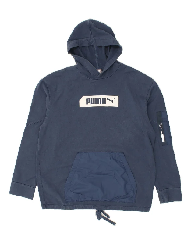 PUMA Mens Graphic Hoodie Jumper Large Navy Blue Cotton Hoodie with Rhinestones Sparkly Elegant PUMA Mens Graphic Hoodie Jumper Large Navy Blue Cotton Hoodie with Rhinestones Sparkly Elegant