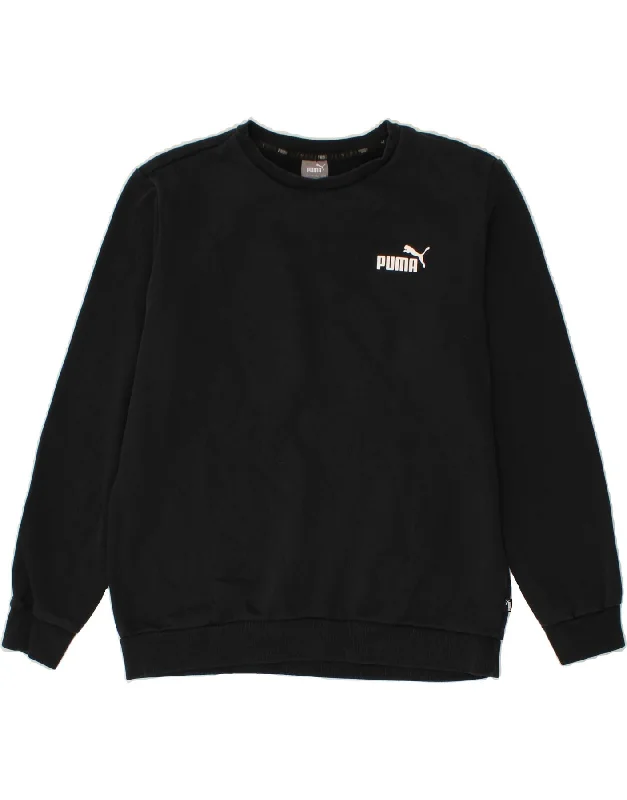 PUMA Mens Sweatshirt Jumper Large Navy Blue Cotton Hoodie with Applique Textured Unique PUMA Mens Sweatshirt Jumper Large Navy Blue Cotton Hoodie with Applique Textured Unique