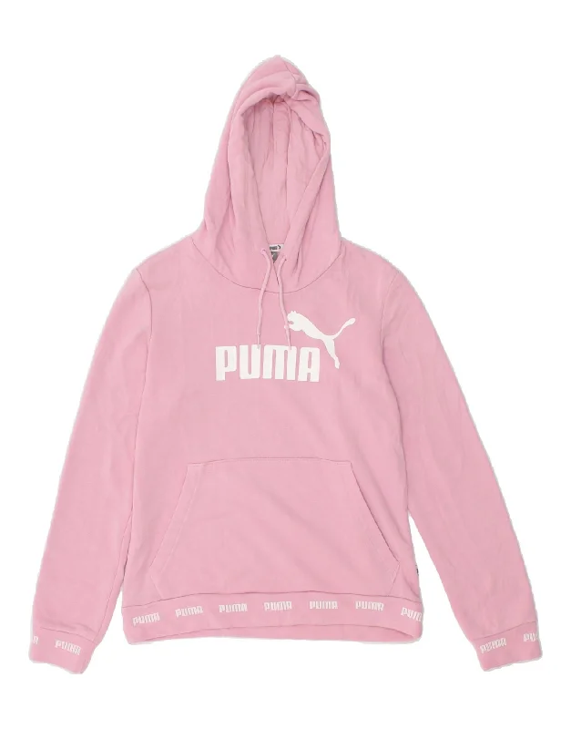 PUMA Womens Graphic Hoodie Jumper UK 10 Small Pink Hoodie with Toggle Buttons Decorative Unique PUMA Womens Graphic Hoodie Jumper UK 10 Small Pink Hoodie with Toggle Buttons Decorative Unique