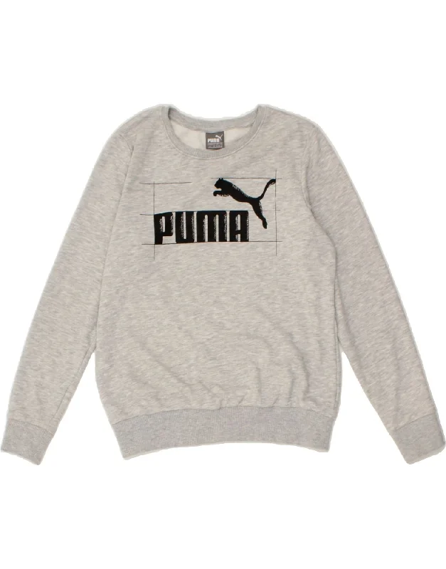 PUMA Womens Graphic Sweatshirt Jumper UK 14 Medium Grey Cotton Hoodie Crop Top Short Trendy PUMA Womens Graphic Sweatshirt Jumper UK 14 Medium Grey Cotton Hoodie Crop Top Short Trendy