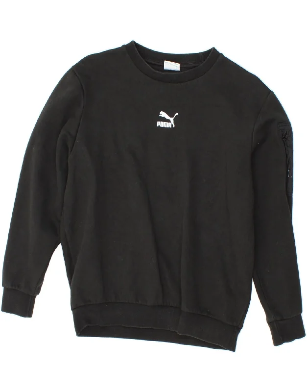 PUMA Womens Oversized Sweatshirt Jumper UK 6 XS Black Cotton