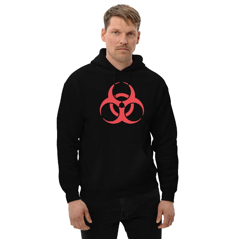 Red Biohazard Sign Toxic Chemical Symbol Unisex Hoodie Sweatshirt Hoodie with Belted Waist Structured Tailored Red Biohazard Sign Toxic Chemical Symbol Unisex Hoodie Sweatshirt Hoodie with Belted Waist Structured Tailored
