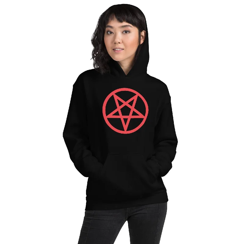 Red Classic Inverted Pentagram Occult Symbol Unisex Hoodie Sweatshirt Hoodie with High-Low Hem Asymmetrical Trendy Red Classic Inverted Pentagram Occult Symbol Unisex Hoodie Sweatshirt Hoodie with High-Low Hem Asymmetrical Trendy