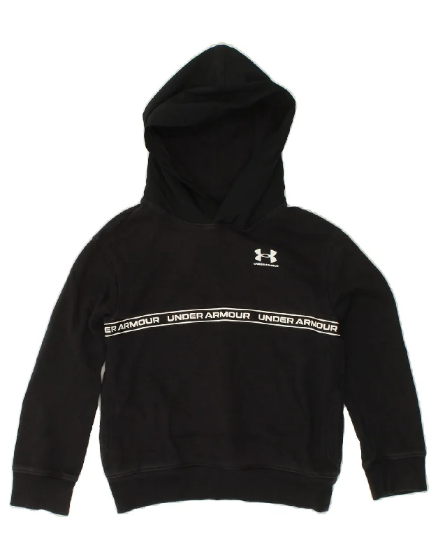 UNDER ARMOUR Boys Graphic Hoodie Jumper 7-8 Years Small Black Cotton Hoodie with Contrast Stitching Detailed Premium UNDER ARMOUR Boys Graphic Hoodie Jumper 7-8 Years Small Black Cotton Hoodie with Contrast Stitching Detailed Premium