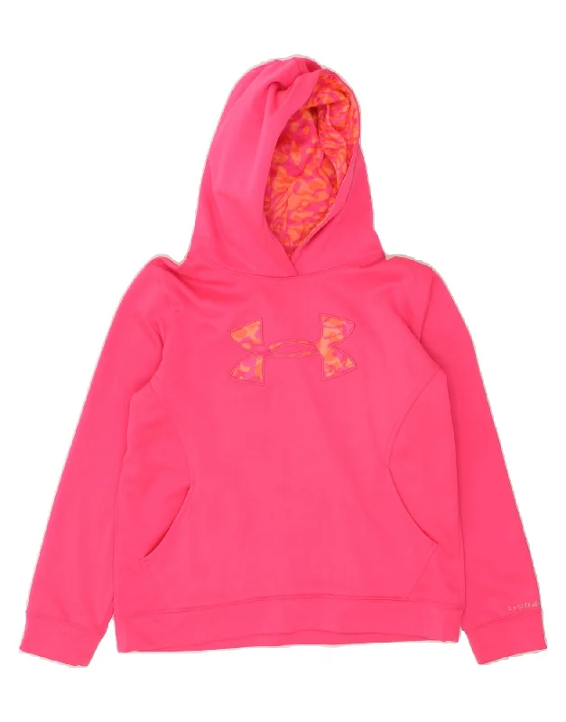 UNDER ARMOUR Girls Graphic Hoodie Jumper 13-14 Years XL Pink Hoodie with Zipper Placket Modern Functional UNDER ARMOUR Girls Graphic Hoodie Jumper 13-14 Years XL Pink Hoodie with Zipper Placket Modern Functional