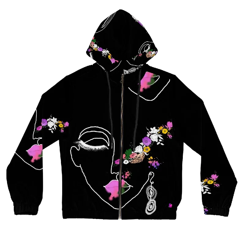 Women’s Full-Zip Hoodie (AOP) PALETTE OF BLOOM Hoodie with Drawstring Waist Adjustable Fitted Women’s Full-Zip Hoodie (AOP) PALETTE OF BLOOM Hoodie with Drawstring Waist Adjustable Fitted