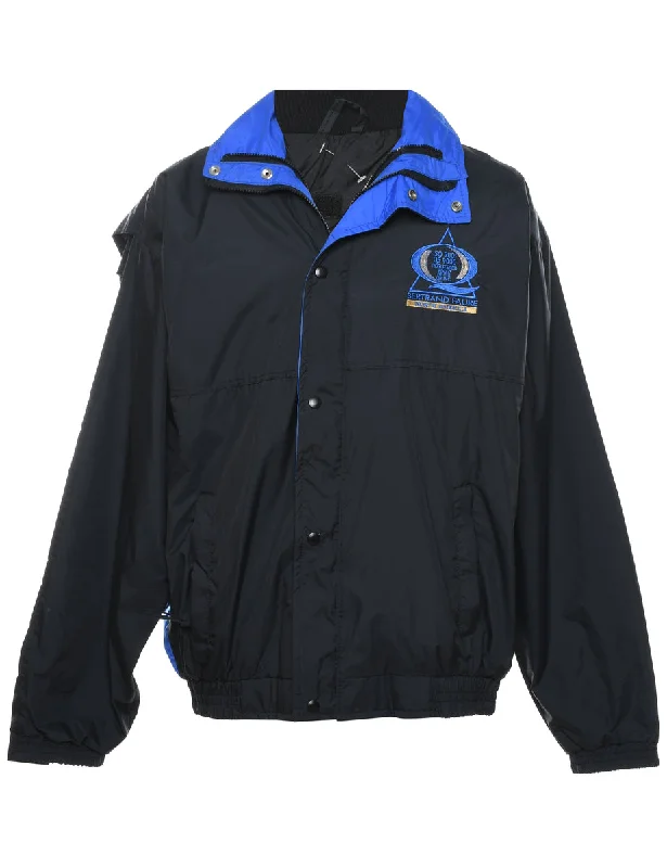 Black & Blue Embroidered Nylon Jacket - XL