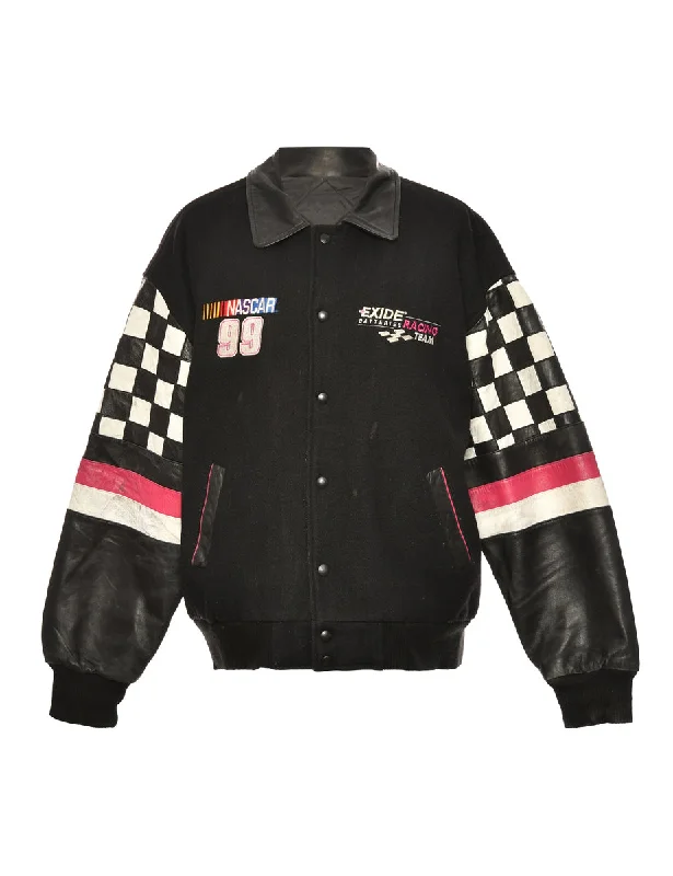 Black Check Detail NASCAR Racing Jacket - L