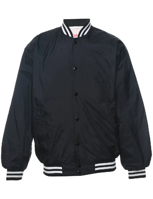 Black Classic Zip-Front Bomber Jacket - S