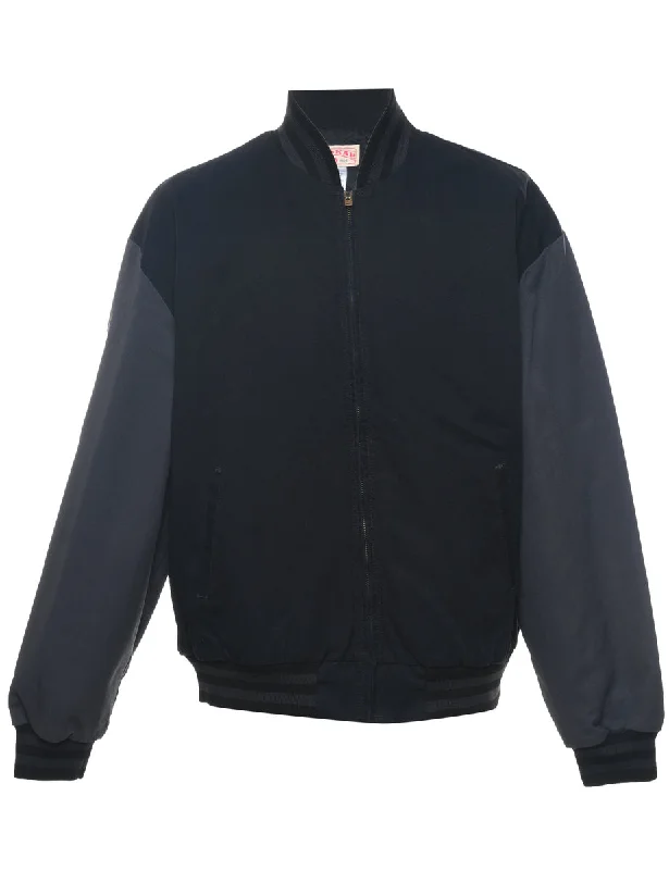 Black & Dark Grey Two-Tone Bomber Jacket - XL