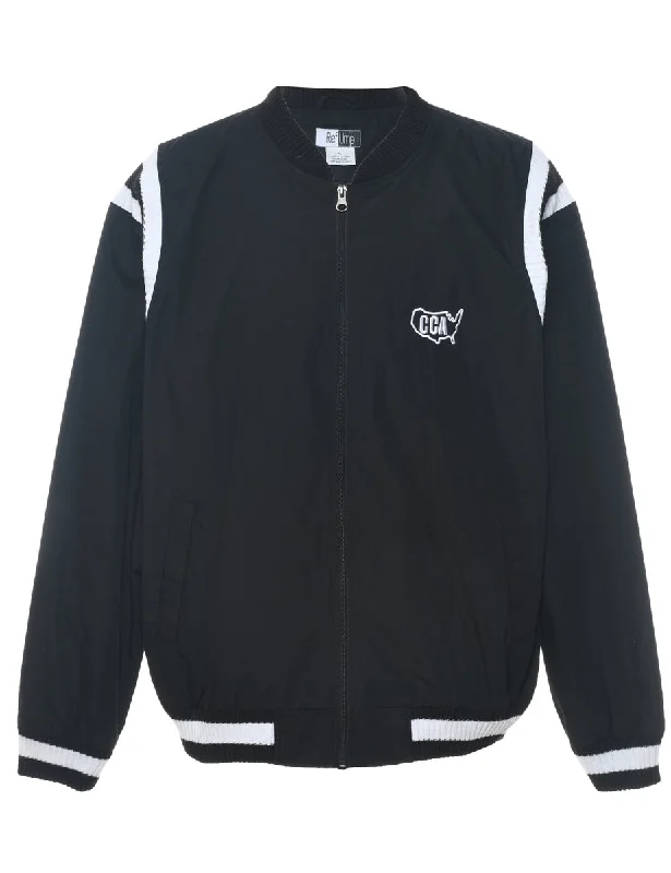 Black & White Contrast Bomber Jacket - XL