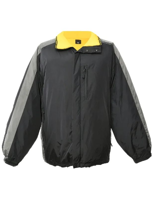 Black & Yellow Puffer Jacket - L