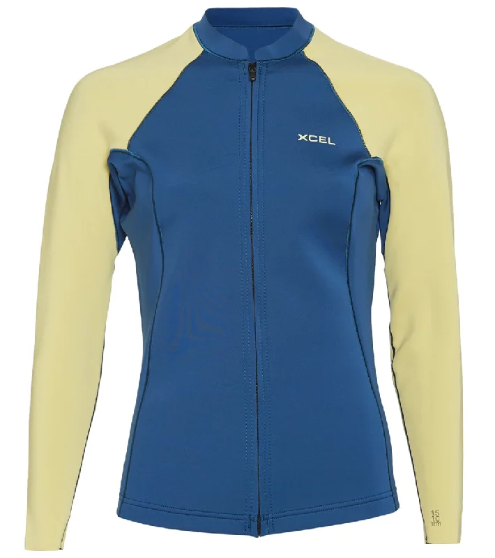 Xcel Women's Axis 1.5/1mm Long Sleeve Front Zip Jacket Faint Blue/Butter