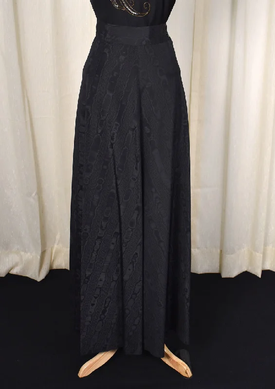 1940s Vintage Black Textured Maxi Skirt wool skirt sturdy